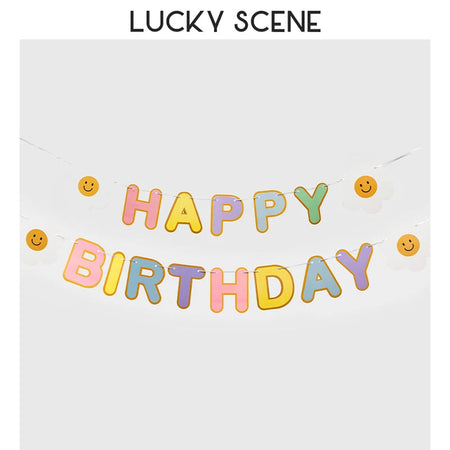 Smiley Garland Happy Birthday Baby Children Cute Decoration C