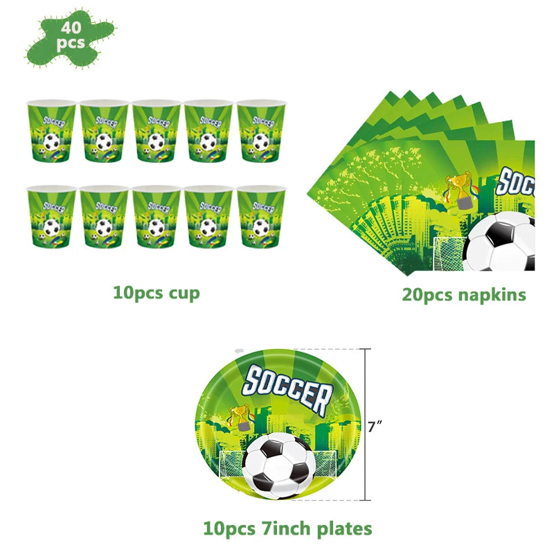 Soccer Football Kids Boy Party Tableware Set Birthday Decor