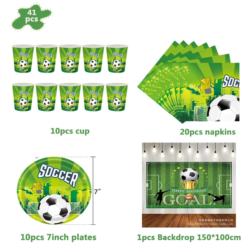 Soccer Football Kids Boy Party Tableware Set Birthday Decor
