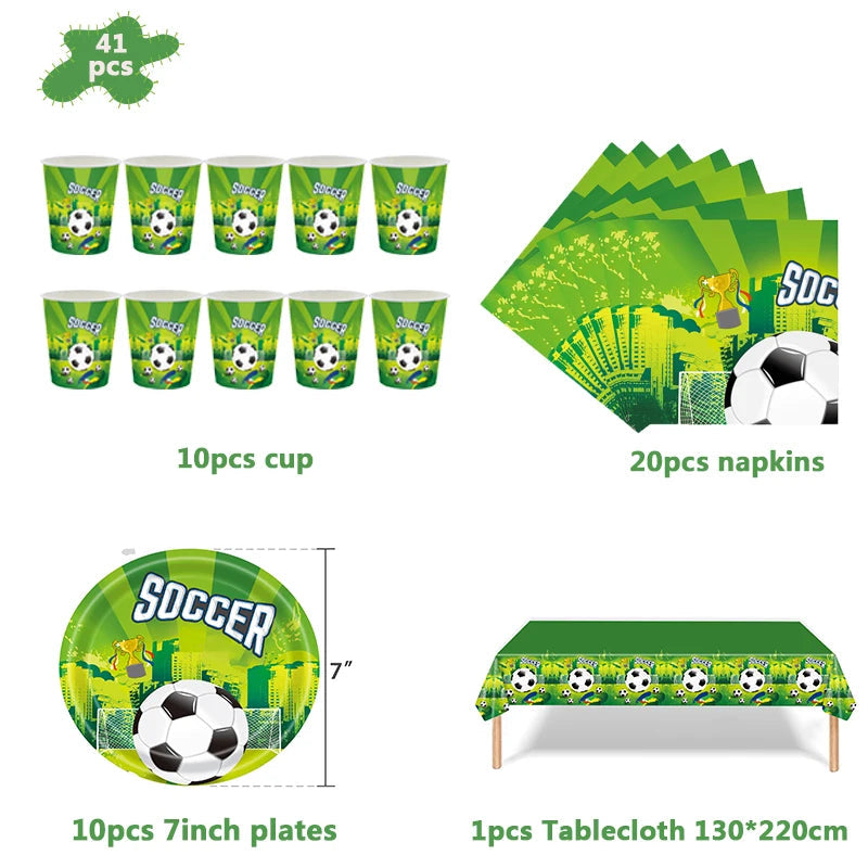 Soccer Football Kids Boy Party Tableware Set Birthday Decor