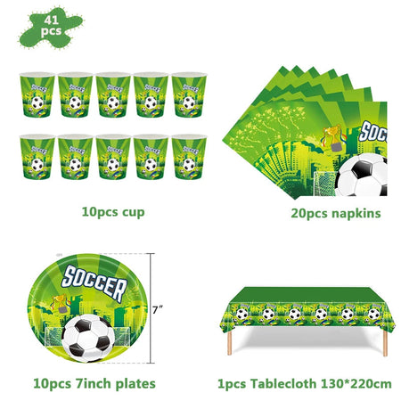 Soccer Football Kids Boy Party Tableware Set Birthday Decor