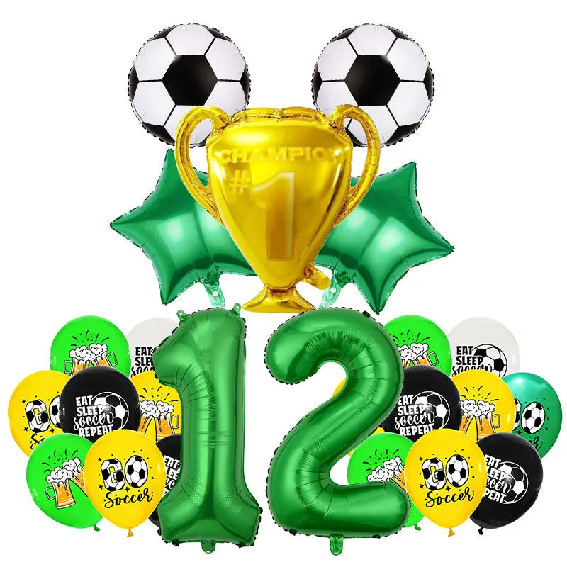 Soccer Football Kids Boy Party Tableware Set Birthday Decor number balloon 12 / Other