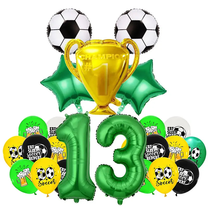 Soccer Football Kids Boy Party Tableware Set Birthday Decor number balloon 13 / Other
