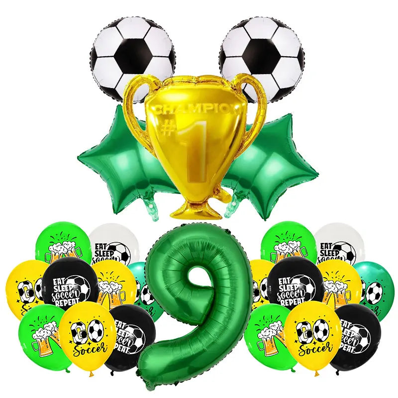 Soccer Football Kids Boy Party Tableware Set Birthday Decor number balloon 9 / Other