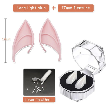 Soft Latex Elf Ears &amp;amp; Vampire Teeth Cosplay Props 12 light color 17