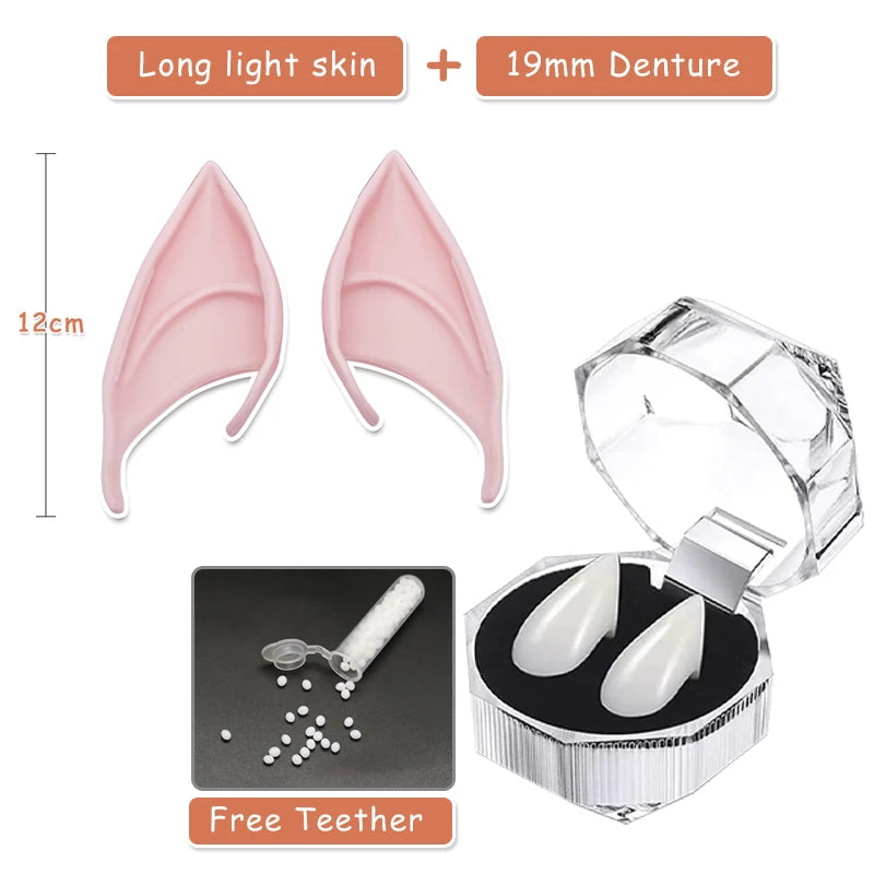 Soft Latex Elf Ears &amp;amp; Vampire Teeth Cosplay Props 12 light color 19