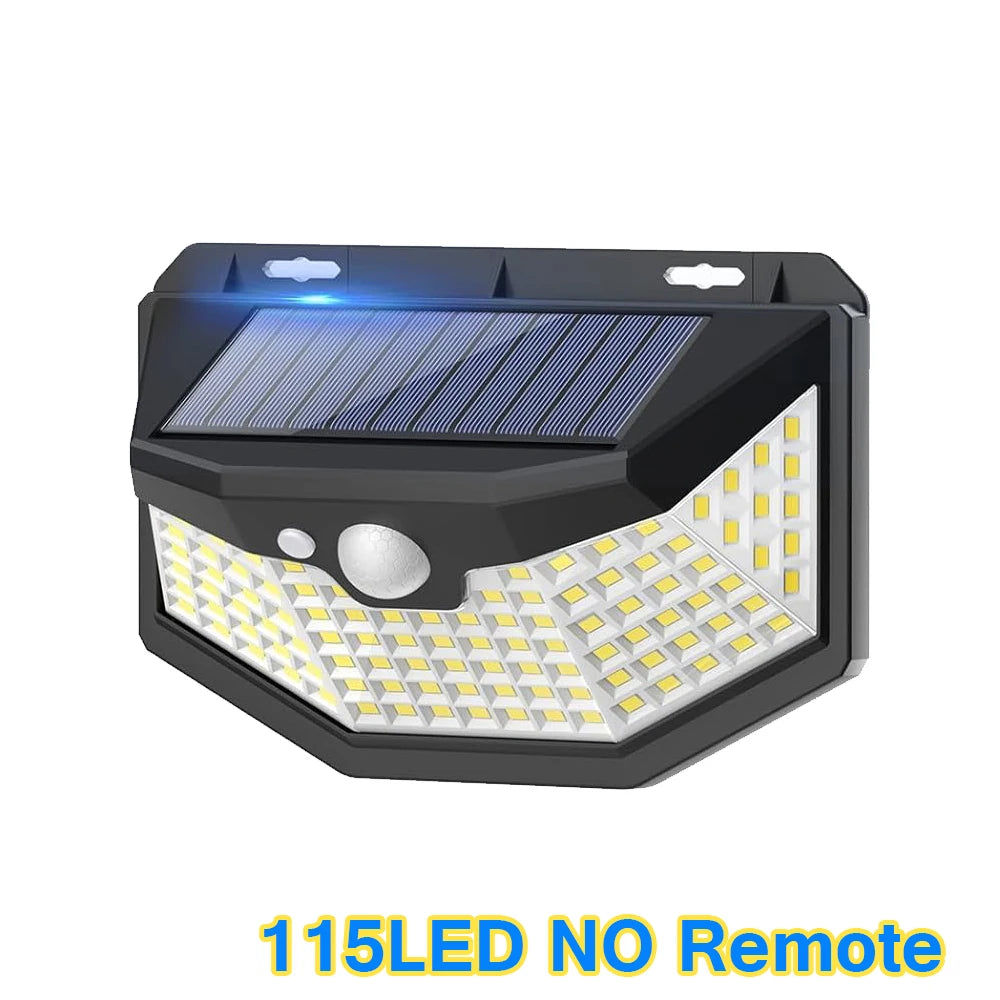 Solar Light Outdoor 348 LED Super Bright with Motion Sensor Strong Power IP65 Waterproof 3 Working Modes Garden Wall Flood Light 115 LED
