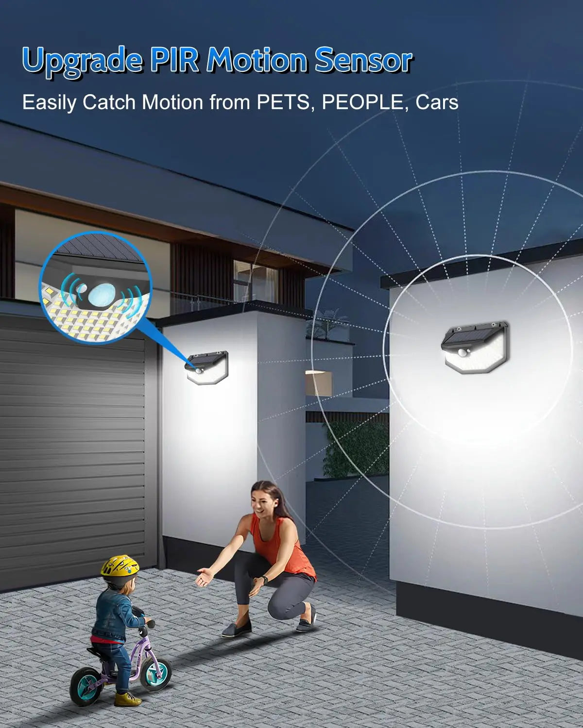 Solar Light Outdoor 348 LED Super Bright with Motion Sensor Strong Power IP65 Waterproof 3 Working Modes Garden Wall Flood Light