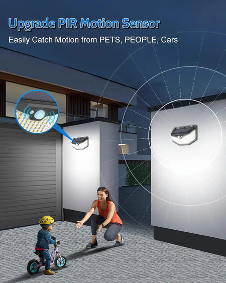 Solar Light Outdoor 348 LED Super Bright with Motion Sensor Strong Power IP65 Waterproof 3 Working Modes Garden Wall Flood Light