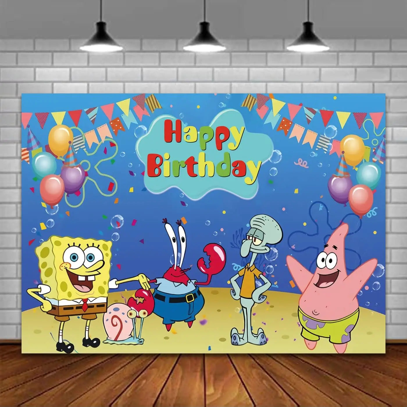 SpongeBob SquarePants Party Decorations Set - Birthday Supplies, Tableware, Balloons Background-120x80cm / CHINA