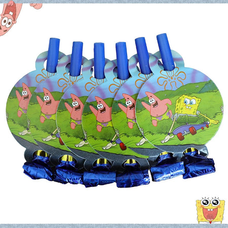 SpongeBob SquarePants Party Decorations Set - Birthday Supplies, Tableware, Balloons Noise Maker-6pcs / CHINA