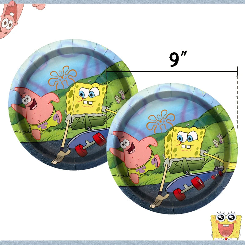 SpongeBob SquarePants Party Decorations Set - Birthday Supplies, Tableware, Balloons Plate-10pcs-9inch / CHINA