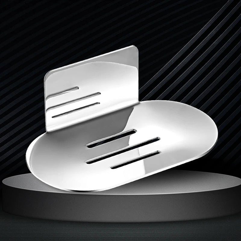 Stainless Steel Shower Soap Holder Free Punching Wall Mounted Soap Dish Bathroom Soap Tray Shampoo Racks Shelves Organizers SV