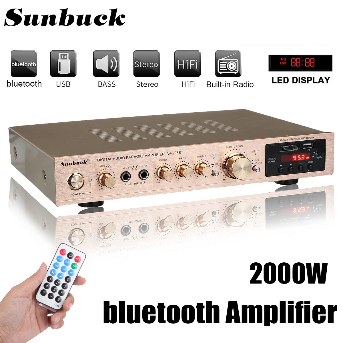 Sunbuck Bluetooth HiFi 5CH Power Audio Amplifier with FM Karaoke Cinema 298BT / Russian Federation