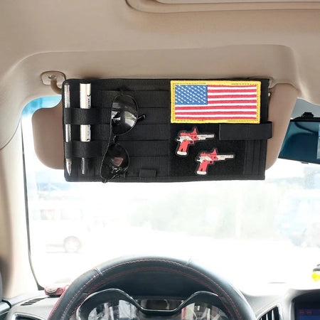 Tactical MOLLE Vehicle Sun Visor Panel EDC Tool Pouch CD Storage Bag Truck Car Sun Visor Organizer Auto Gear Accessories Holder