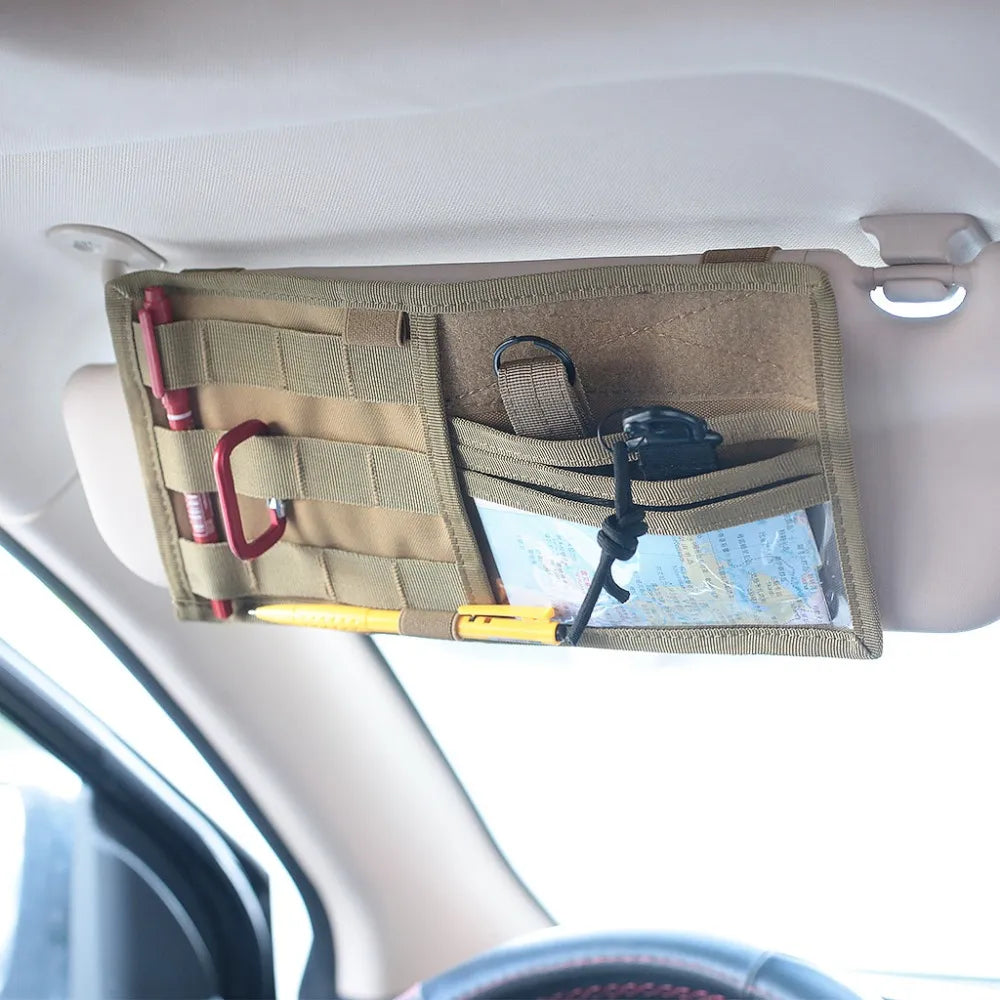 Tactical MOLLE Vehicle Sun Visor Panel EDC Tool Pouch CD Storage Bag Truck Car Sun Visor Organizer Auto Gear Accessories Holder