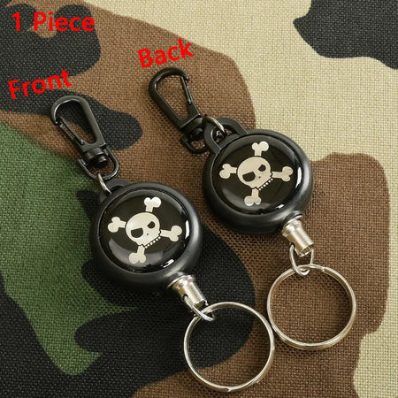Tactical Retractable Keychain Multitool Carabiner Portable Key Holder Badge Reel Heavy Duty Reel With Steel Cable Rope Burglar