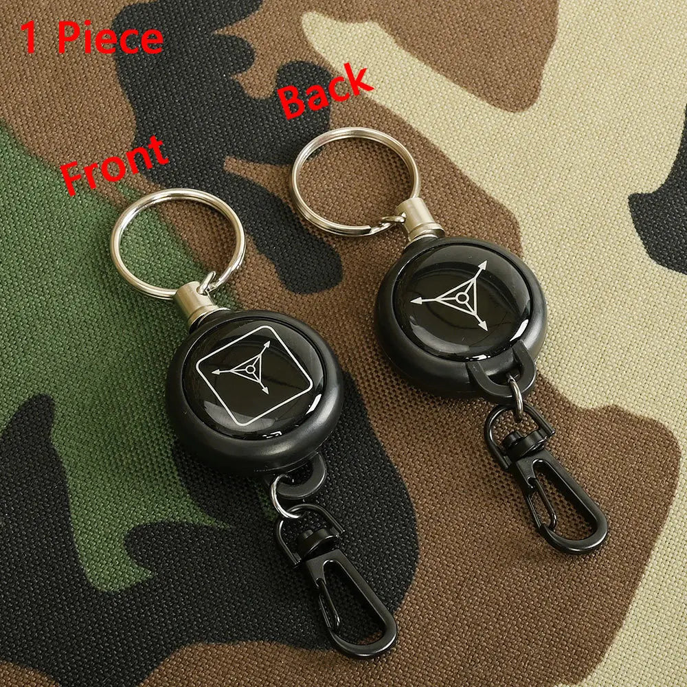 Tactical Retractable Keychain Multitool Carabiner Portable Key Holder Badge Reel Heavy Duty Reel With Steel Cable Rope Burglar Type 2