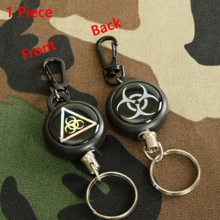Tactical Retractable Keychain Multitool Carabiner Portable Key Holder Badge Reel Heavy Duty Reel With Steel Cable Rope Burglar Type 3