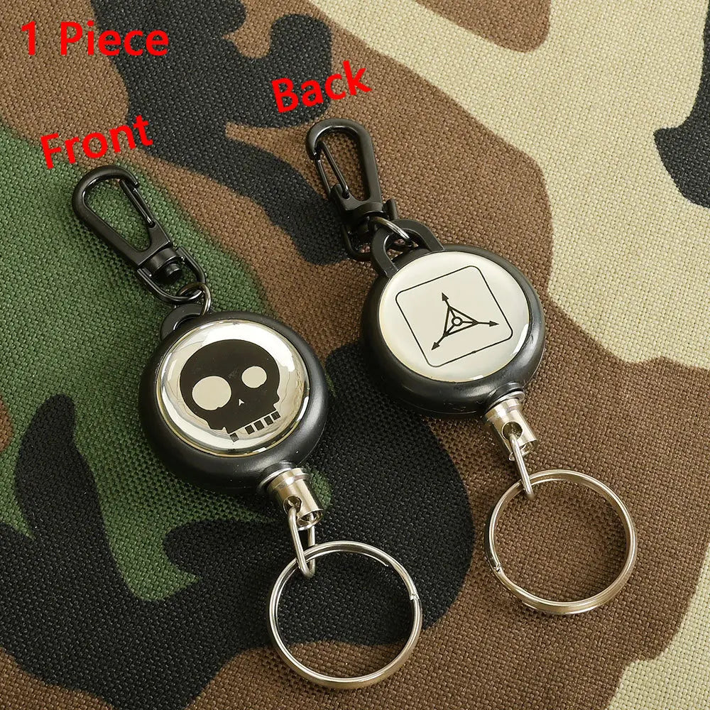 Tactical Retractable Keychain Multitool Carabiner Portable Key Holder Badge Reel Heavy Duty Reel With Steel Cable Rope Burglar Type 5