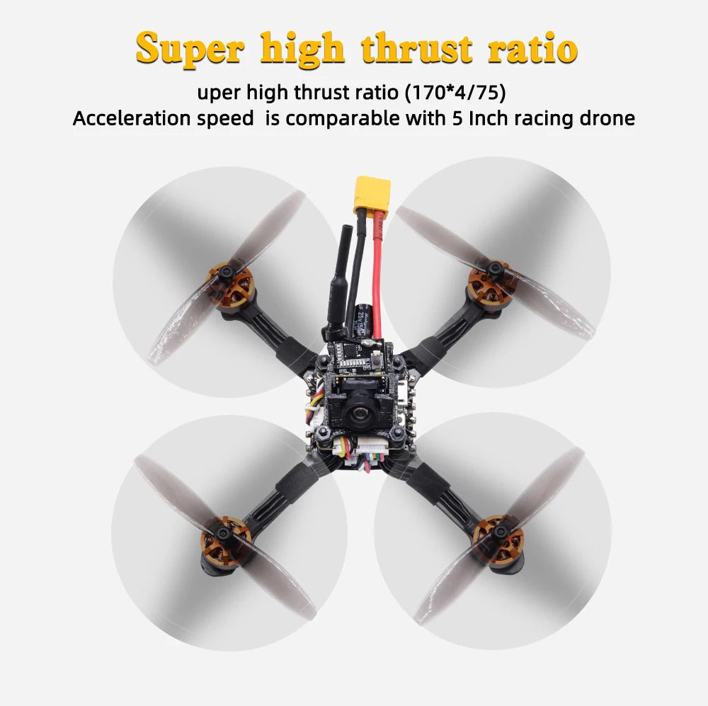 TCMMRC newbie rainbow 1104 motor 8600kv Carbon fiber high-thrust racing drone 720TVL Camera fpv drone 2.5 Inch Fpv Racing Drone