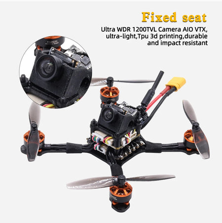 TCMMRC newbie rainbow 1104 motor 8600kv Carbon fiber high-thrust racing drone 720TVL Camera fpv drone 2.5 Inch Fpv Racing Drone