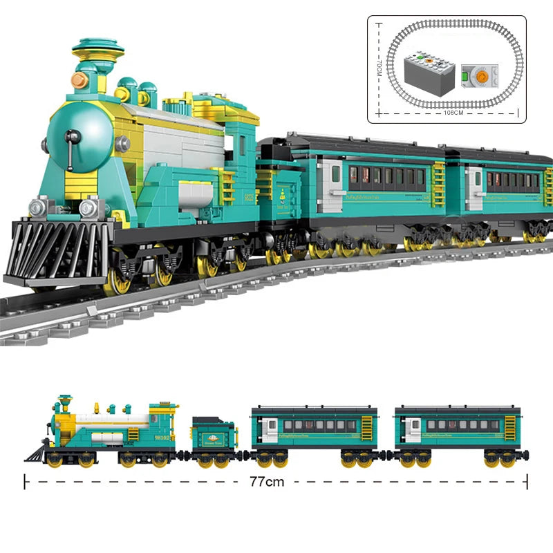 Technical City Power Train High-tech Railway Track Building Blocks Subway Vehicle Assemble Bricks Toys Gifts For Childrens Adult Steam train / NO Original Box