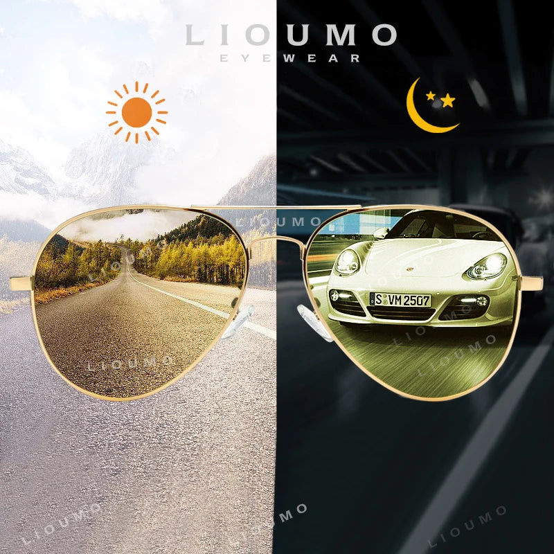 Top Brand Pilot Photochromic Sunglasses-Men/Women Polarized UV400 Driving Glasses