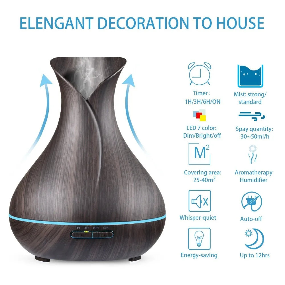 Tranquil Mist Maker 500ML Ultrasonic Air Humidifier with LED Lights