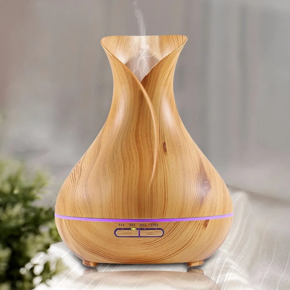 Tranquil Mist Maker 500ML Ultrasonic Air Humidifier with LED Lights Light Wood Grain / UK / CHINA