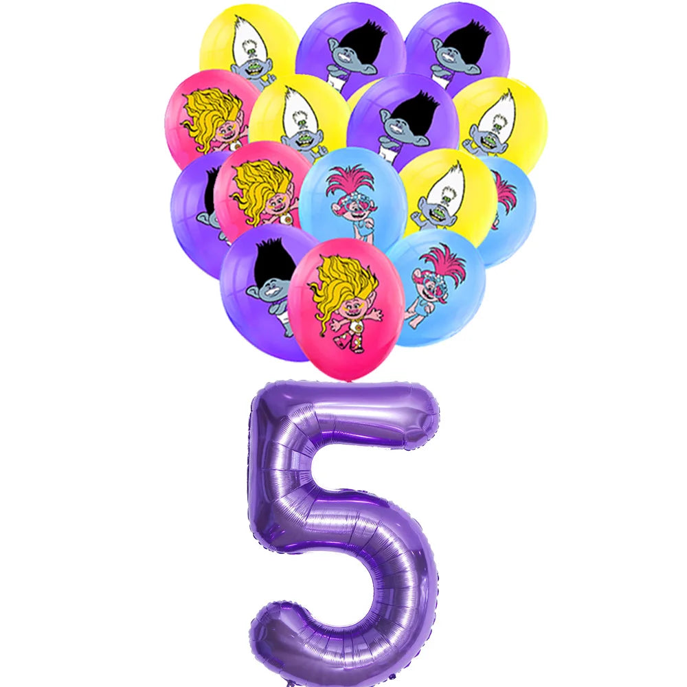 TROLLS Magic Hair Elf Theme Party Supplies Set 1set balloon-5