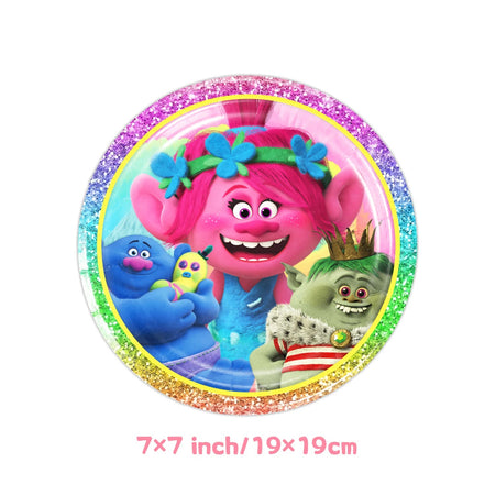 TROLLS Magic Hair Elf Theme Party Supplies Set 7inch palte 10pcs