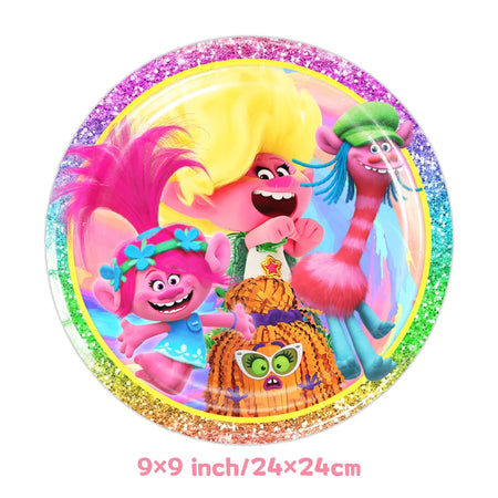 TROLLS Magic Hair Elf Theme Party Supplies Set 9inch palte 10pcs