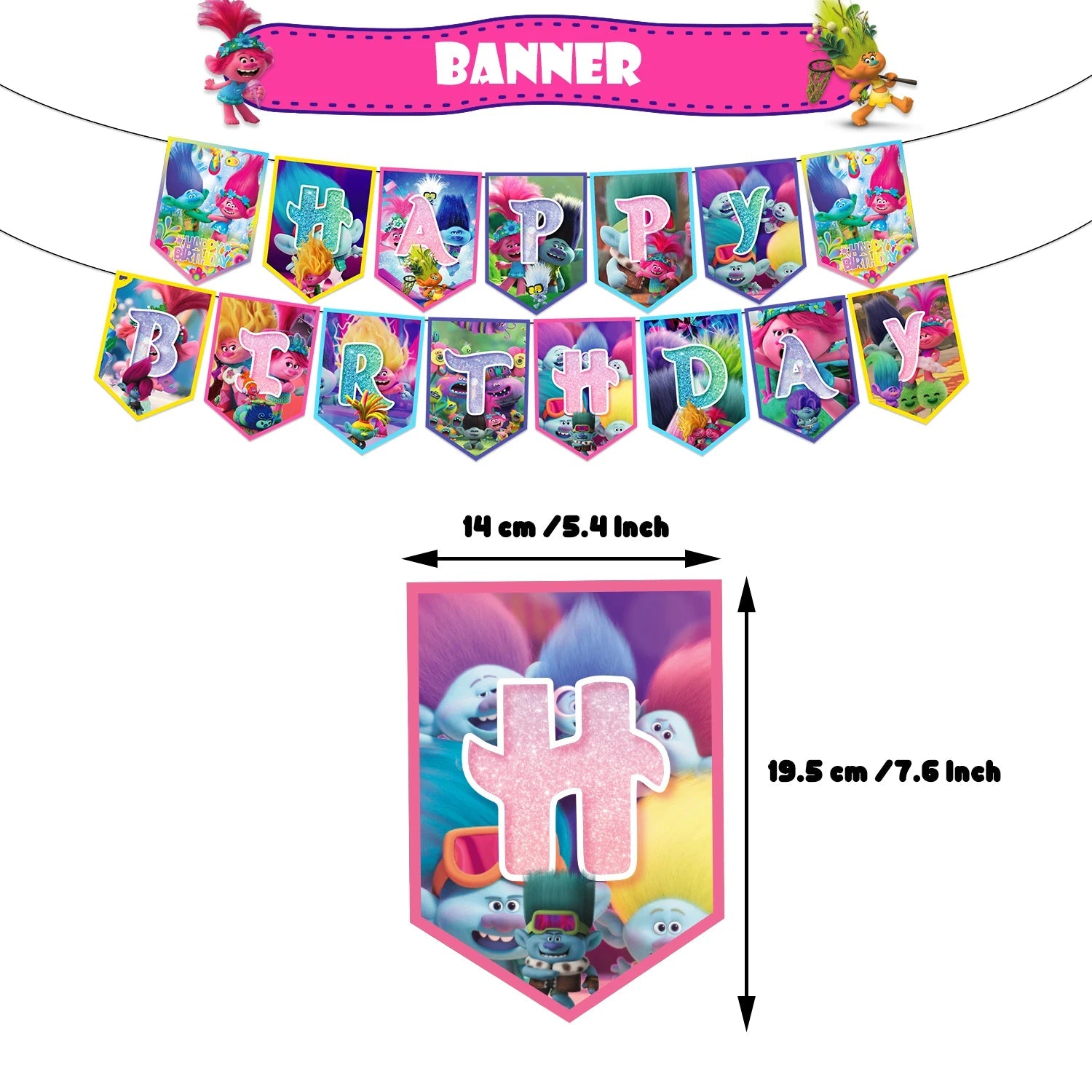 TROLLS Magic Hair Elf Theme Party Supplies Set banner