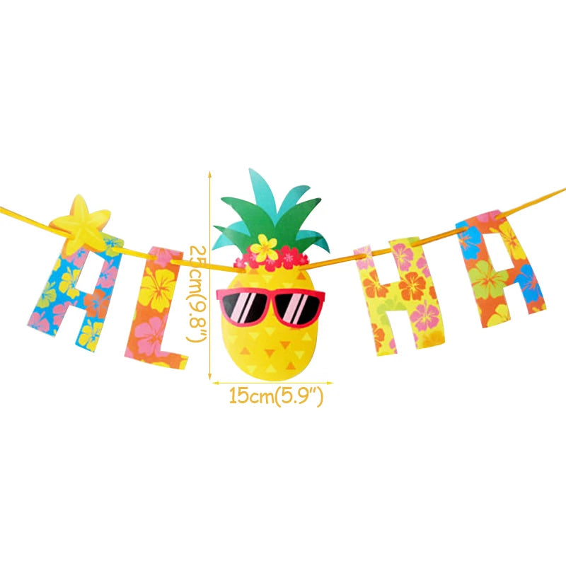 Tropical Hawaiian Party Decorations Set - Flamingo Garlands, ALOHA Banner for Summer Beach Birthday Party Decoration Style D
