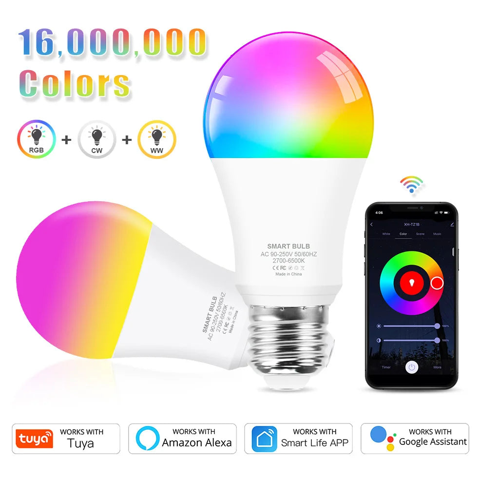 Tuya 15W 18W WiFi Smart RGB LED Light Bulb - Voice &amp;amp; App Control 18W
