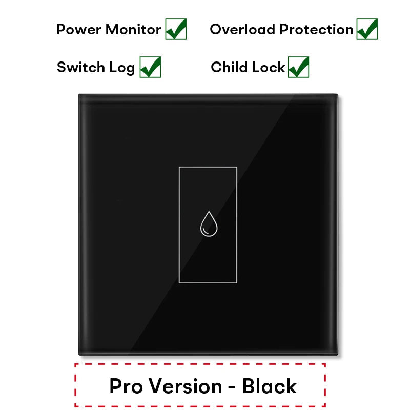 Tuya 20A EU WiFi Boiler Water Heater Switch Timer Power Monitor Overload Protection Smart Life App Remote Control Work with Alex Pro Version Black