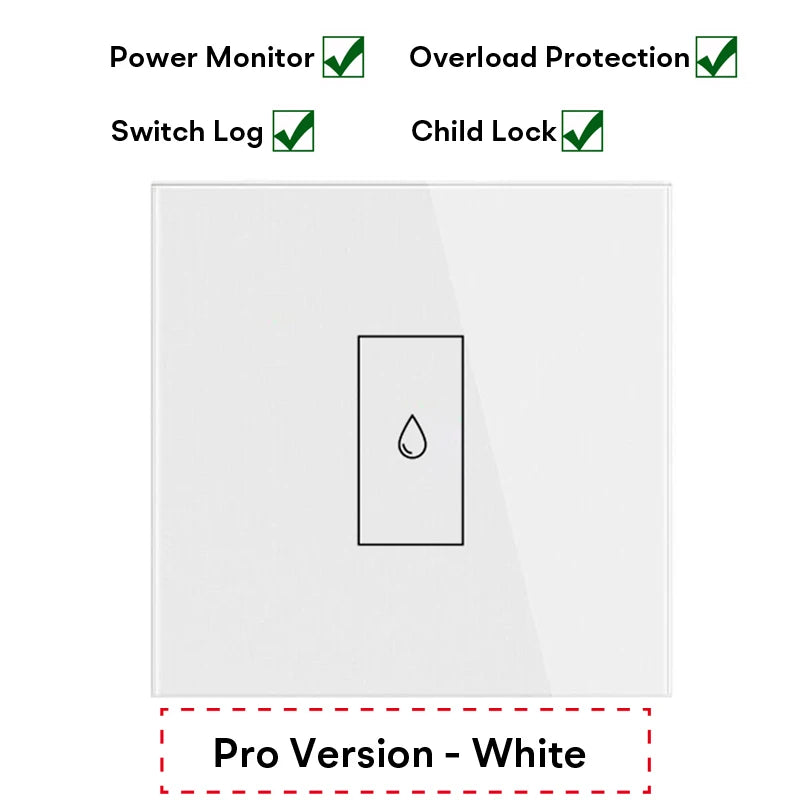 Tuya 20A EU WiFi Boiler Water Heater Switch Timer Power Monitor Overload Protection Smart Life App Remote Control Work with Alex Pro Version White