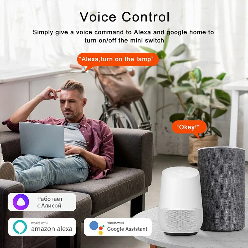 Tuya Mini Wifi Smart Switch Module 16A 2-Way Control Smart Home DIY Light Switches Smart Life wifi switch With Alexa Google Home