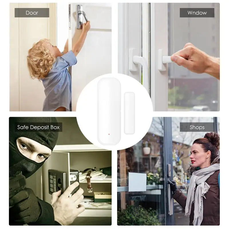 Tuya Smart Home WiFi Door Sensor Alarm Window Door Open/Closed Detectors Security Protection Smart Life Voice for Alexa Google