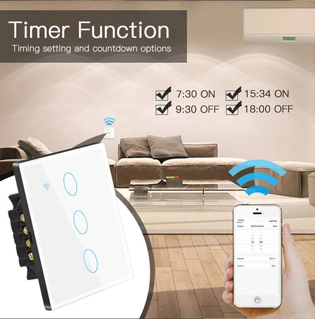 Tuya Smart Life Light Switch WiFi Touch Sensor Smart Switch App Remote Control No Neutral Wire 110V 220V For Alexa Google Home
