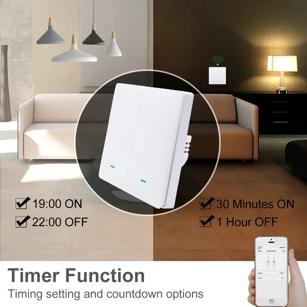 Tuya Smart Life Remote Light Switch ZigBee Pusher Push Button Switches Wall House Wireless Multi Control Alexa Google Home Voice