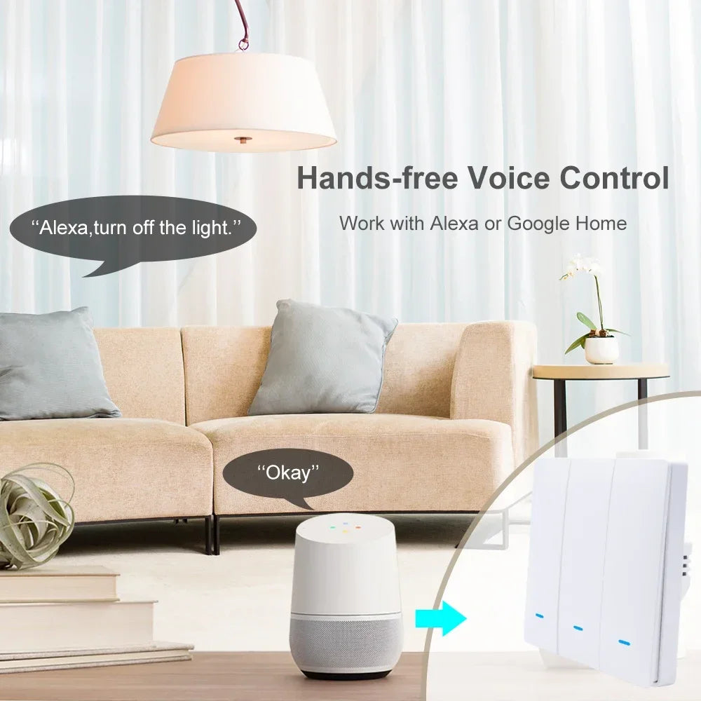 Tuya Smart Life Remote Light Switch ZigBee Pusher Push Button Switches Wall House Wireless Multi Control Alexa Google Home Voice