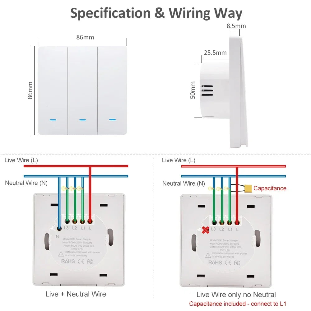 Tuya Smart Life Remote Light Switch ZigBee Pusher Push Button Switches Wall House Wireless Multi Control Alexa Google Home Voice