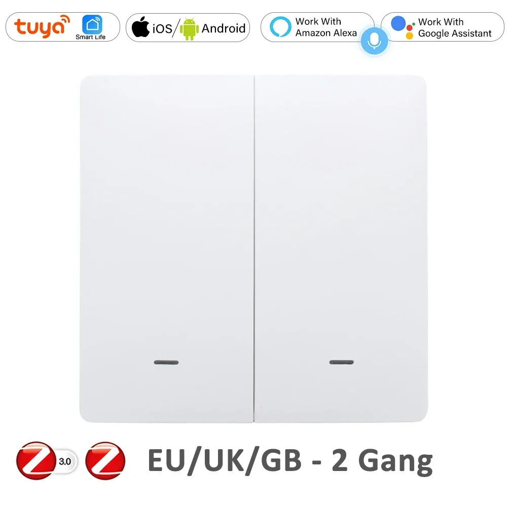 Tuya Smart Life Remote Light Switch ZigBee Pusher Push Button Switches Wall House Wireless Multi Control Alexa Google Home Voice