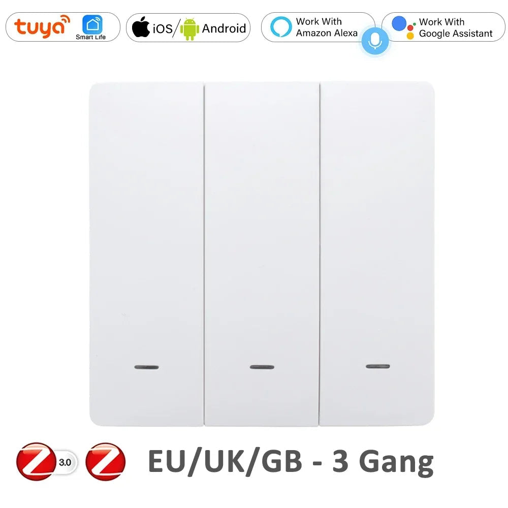 Tuya Smart Life Remote Light Switch ZigBee Pusher Push Button Switches Wall House Wireless Multi Control Alexa Google Home Voice