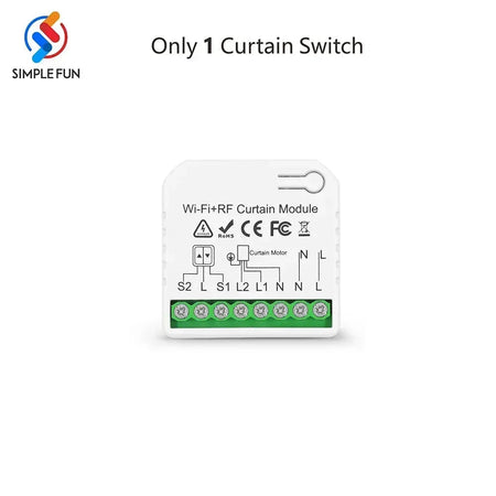 Tuya WiFi and RF Roller Shutter Curtain Switch, Smart Module for Window Blinds ,5-in-1 Remote,Timer,Work with Google Home Alexa