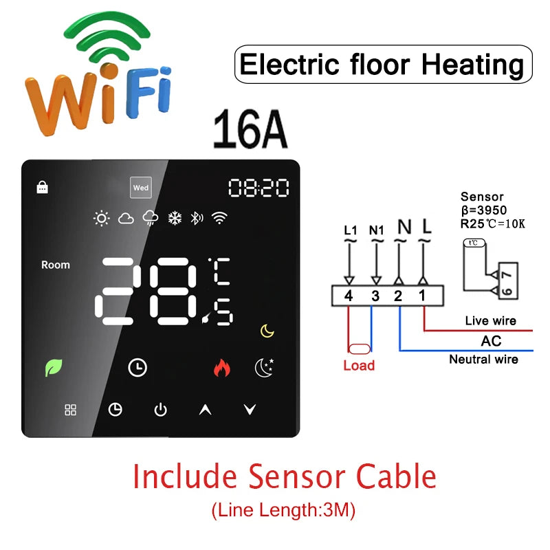 Tuya WiFi Smart Thermostat Electric Floor Heating TRV Water Gas Boiler Temperature Voice Remote Controller for Google Home Alexa