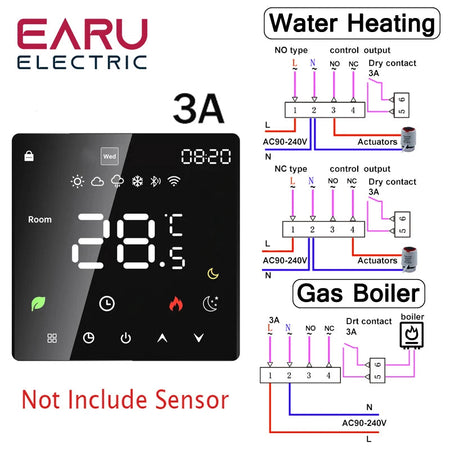 Tuya WiFi Smart Thermostat Electric Floor Heating TRV Water Gas Boiler Temperature Voice Remote Controller for Google Home Alexa K6H-3A-B / no WiFi / CHINA