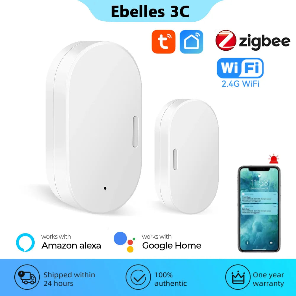 Tuya WiFi Zigbee Door Window Magnetic Sensor Smart Home Wireless Door Detectors Automation Security Protection for Alexa Google